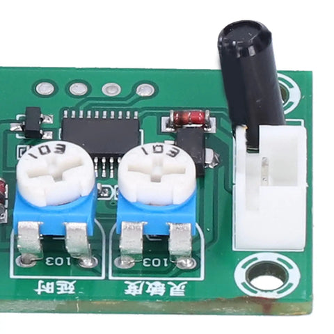 DC 12V Vibration Sensor Module With Adjustable Sensitivity And Time Delay Switch For DIY Alarm Systems, green PCB with trim pots and sensor