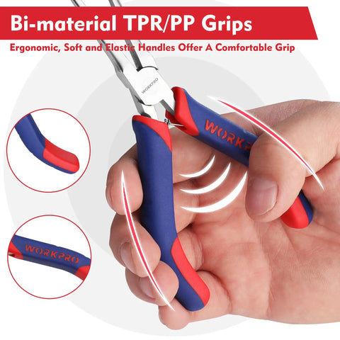 6 Inch Pro Grade Needle Nose Pliers with Smooth Jaw and Comfort Grip for Jewelry Making, ergonomic handle detail