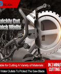 Heavy Duty 16 Inch Electric Concrete Circular Saw With A Beefy 5200W Motor And Integrated Water Feed System, close-up view of blade and handle.