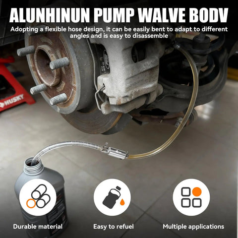 Two Pack Brake Bleeder Hose Kit With One Way Check Valve And Clamp For Motorcycle And Car Hydraulic Brake Bleeding Replacement Tool Universal Fit for Efficient Air Removal And Easy Fluid Replacement attached to automobile brake system
