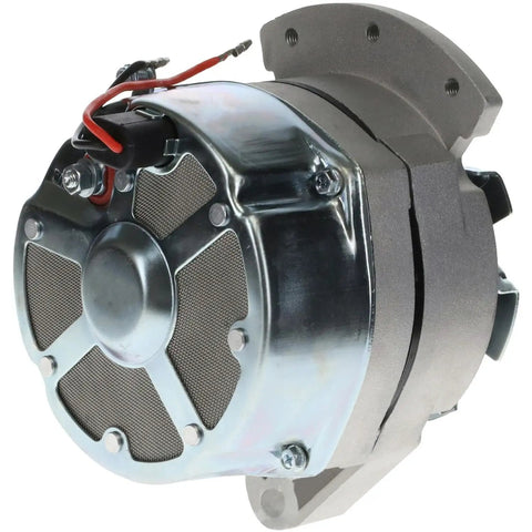 Marine 12V 100 Amp Alternator Two Wire Self Exciting Delco Style Compatible With Motorola Lester 8907 ADR0399 brushed finish close-up