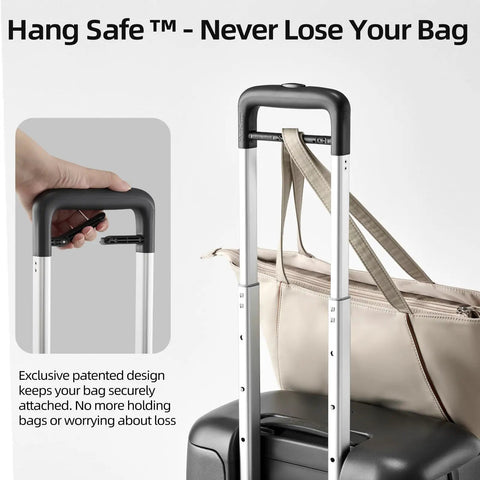 Hang Safe Carry On Luggage With USB Port And TSA Lock Lightweight Zipperless Hard Shell Spinner Rolling Suitcase with bag strap