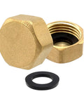 Two Pack Half Inch Brass Blanking Caps With Gasket, Female Thread Nut Caps For Plumbing Fittings And Valves, Leakproof Seal