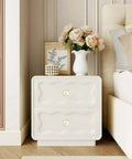 Set Of 8 Yellow And White Vintage Ceramic Drawer Knobs With Classic Spade Cabinet Door Pulls on a chic white nightstand.