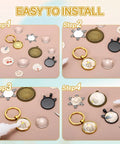 18 Piece Glass Cabochon Keychain Kit With Pendant Settings And Trays For DIY Key Ring Making, Steps to Personalize