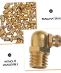 Assorted brass fittings from Grease Fitting Kit Zerk Fittings Assortment SAE Straight And Angled Nozzles, close-up view.