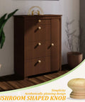 15 Pack Unfinished Wood Drawer Knobs Mushroom Style Cabinet Dresser Pull Handles For DIY Home Reno Makeover shown on cabinet