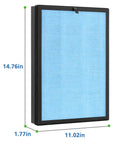Two Pack AP1002 Replacement Filters AP1002 RF Compatible With AP1002 Air Purifier H13 True HEPA Filter Set shown with dimensions
