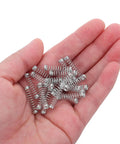 50 Pcs Compression Springs Assortment Kit For High Grade Stainless Steel Pen Refills, Tiny Mechanical Repairs, Diy Office Projects And School Writing Tools With Perfect Tension For Smooth Ink Flow And Zero Jamming. 0.4mm x 18mm springs in hand