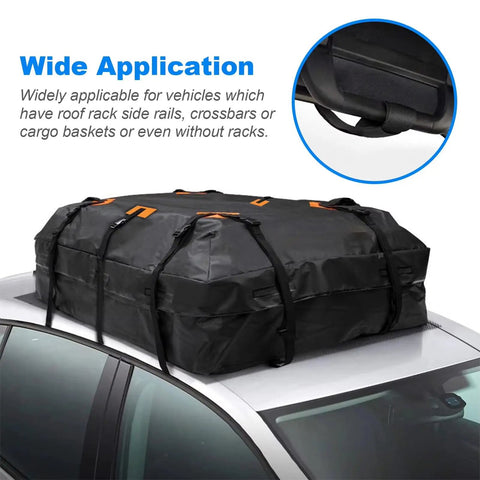 Waterproof Roof Cargo Bag For SUVs And Crossovers, 600D Heavy Duty Gear Storage with reinforced seams on car roof