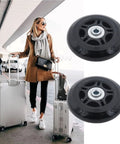 75 By 24mm Luggage Wheel Replacement Kit with two smooth rolling suitcase swivel wheels and all hardware included.