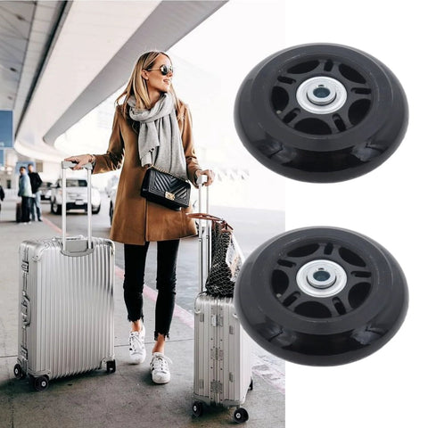 75 By 24mm Luggage Wheel Replacement Kit with two smooth rolling suitcase swivel wheels and all hardware included.