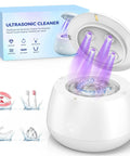 Ultrasonic Retainer Cleaner Pod with 48kHz Deep Cleaning Pro Grade for Dentures and Jewelry, 200ML Capacity White