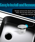 Twist Waste Drain Valve Plunger With O Ring for 3 Tier Sink shown installed in a commercial kitchen sink with easy install guide.