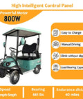 Sick Double Seat Electric Golf Cart Cruises Smooth Over Rough Terrain With Heavy Duty Independent Suspension And A Raw 800 Watt Motor Hitting 20 Mph Perfect For Country Roads Beach Shacks Hunting Plots And Country Ranches In Matte Green, featuring intelligent control panel