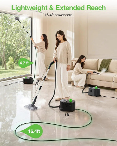 Heavy Duty TaskStar Steam Cleaner With High Pressure For Cleaning Floors And Greasy Grills Powerful 1500W Hot Steam Machine in use.