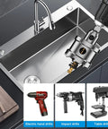 Dedicated 18 Pcs Carbide Hole Saw Kit Cuts Tough Metal Fast Includes Nine Sizes From 9/16 Inch To 2-3/8 inch Plus Pilot Bits And Hex Keys For Stainless Steel Sheets on sink stainless steel