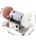 Powerful Mini Electric Bench Grinder With Adjustable Seven-Speed Controls And Cw Ccw Rotation For Metal Wood polishing, showing compact stainless design.