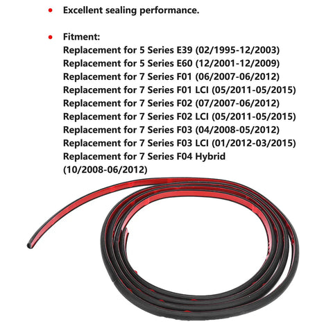 Sunroof Gasket For 7 Series F02 Direct Replacement Anti Aging Seal Strip Keeps Out Sand And Dust Durable Rubber