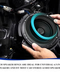 6.5 Inch Foam Speaker Enhancer Rings With Self Adhesive Backing being installed in a car door for improved audio performance.