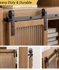 Sliding Barn Door Hardware Kit For Closet And Cabinet, 3 Foot Mini Track System With 36 Inch Track, Carbon Steel Frosted Black Finish viewed on wooden cabinet