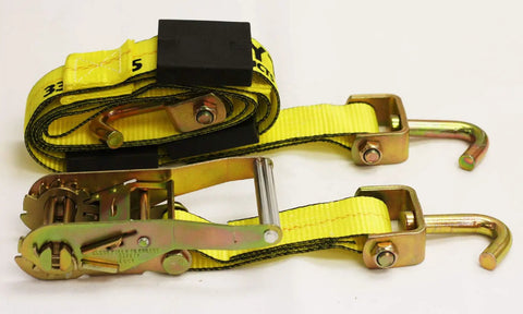 4 Pack Beefy 2 Inch Car Hauler Straps With Ratchet, Swivel J Hooks And Rubber Block, 10,000 Lb Break Strength, 3,333 Lb Working Load