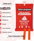 Emergency Fire Blanket Duo Pack 47.2 Inch By 47.2 Inch Large Flame Retardant Blankets With Fireproof Tabs and pull tapes visible