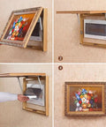 Heavy Duty Cabinet Hinge With Gas Spring Supports 40N Lift Assist And Folding Lid Stay in a picture frame setup