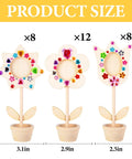 DIY Paintable Wooden Flower Photo Holders And Picture Frames Craft Kit With 28 Unfinished Flower Ornaments, Gem Stickers And Three Styles