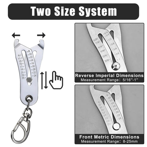 5 Piece Bolt Size Finder Tool Set With Mini Vernier Calipers And Small Ruler, Portable Nut And Bolt Thread Checker, Keychain Sizer, And Bolt Head Size Finder