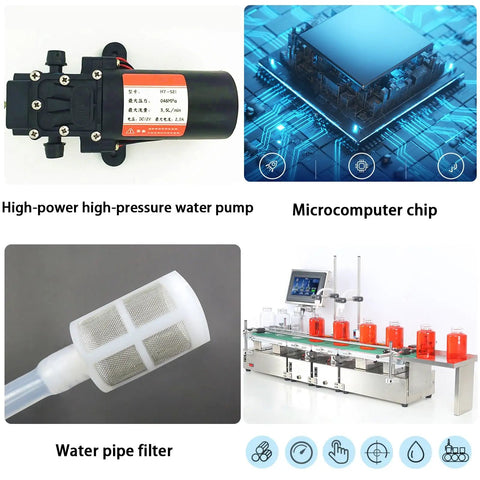 High-power high-pressure water pump for fluid transfer in the Compact Automatic Liquid Filling Machine With Conveyor Belt And Smart Dual Nozzles.