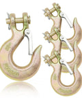 5/16 Inch Clevis Slip Hook With Safety Latch Four Pack Beefed Up Heavy Duty Chain Hooks For Trailer Safety Chain Forged Steel G70 Clevis Hook For Trailer Winch Tow 14,000 Lbs Capacity