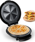 Super Cool 11 Inch Electric Quesadilla Maker With Extra Stuffing Latch Non Stick Plates Makes Easy Sliced Six Wedges cooking quesadillas