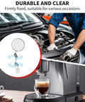 Mechanic using Inspection Mirror With Magnetic Base For Welding Or Automotive Repairs near car engine