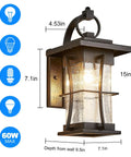 Outdoor Dope Wall Sconces Matte Black Metal Lanterns With Clear Seeded Glass Waterproof Exterior Lighting dimensions chart