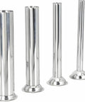 4-Pack Universal Sausage Stuffer Tubes With Four Diameters For LEM 606 Series Stuffers in stainless steel, four sizes visible