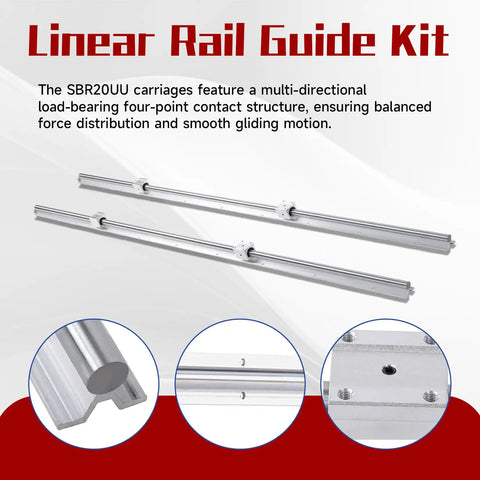 Heavy Duty Beefed Up SBR20 1800mm Linear Rail Guide Kit With Two Rails And Four SBR20UU Carriages for CNC Machines and 3D Printers