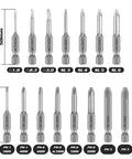 15 Piece Slotted Phillips Triangle Screwdriver Bit Set With One Quarter Inch Hex Shank, S2 Steel Magnetic High Precision Bits