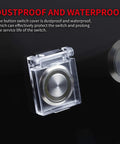 Clear 22mm Push Button Cover Kid Proof Safe Switch Guard for Computer PCs Desktops Transparent Button Protector 3 Pack Fits 22mm Mount Holes Easy Install Keeps Power Button Clean And Safe From Pets And Kids. transparent plastic guard on a 22mm button