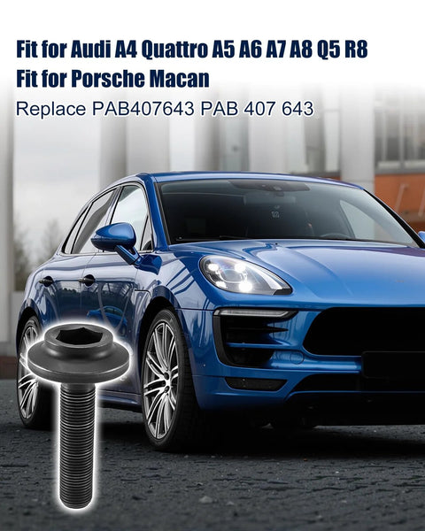 Heavy Duty Wheel Hub Bearing Axle Bolt Kit Fits Audi A4 Quattro A5 A6 A7 A8 Q5 R8 And Porsche Macan with blue car background