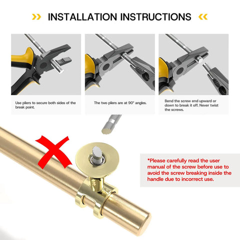 Gold Cabinet Pulls 5 Inch Pack of 25 Heavy Duty Kitchen Handles for Cabinets and Drawers, installation instructions detail