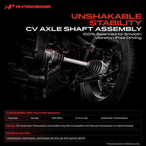 Pair Of Front CV Axle Half Shafts Assembly For Hyundai Sonata 2011 2012 2013 2014 2.4L Gas Auto Transmission Driver Side