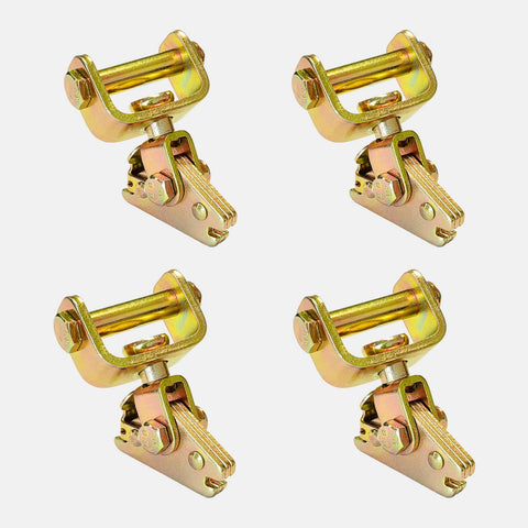 4 Pack E-Track Roller Idler Fittings for heavy duty swivel tie down anchors shown in rust-resistant steel, set of four