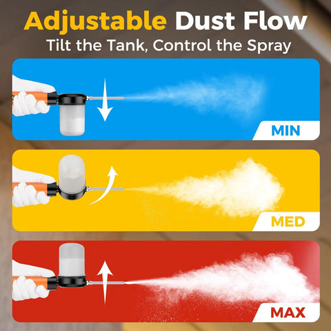 Adjustable dust flow settings on Diatomaceous Earth Duster With Adjustable 4 Foot Rod And Air Pump For Easy Powder Dispensing