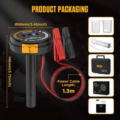 Straight Up Accurate Coolant Boiling Point Tester With Bright Oled Display For Quick 30 Second Garage Checks To Nail Down Antifreeze Health In Any Car Cooling System Auto Shop Grade Diagnostics With Fast Readouts, featuring cables and detailed packaging.