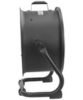 Side view of Built Tough 14 Inch Drum Fan Delivers 2300 CFM High Velocity Air For Industrial Spaces with pivot head and die cast cover.