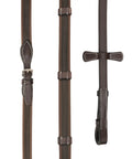 Rubberized Web Reins For Horses With Premium Leather Grippy Non Slip Grip Seven Hand Stoppers And Stainless Steel Buckles