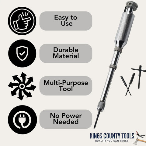 9 Inch Classic Yankee Push Drill Kit With Eight Double Fluted Bits Chrome Plated Brass Hand Drill No Chuck Needed Compact Mini Tool
