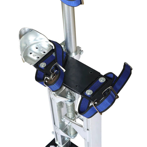 Adjustable 15 To 23 Inches Aluminum Drywall Stilts For Painting And Cleaning With Skid Resistant Rubber Soles, close-up of straps.