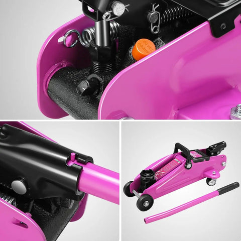 Beefy Low Profile Hydraulic Floor Jack And Ratchet Jack Stands Set 2 Ton Capacity, close-up of heavy-duty steel construction and lift arm